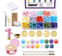 Swpeet Kit de 465 sellos de cera, sobres vintage y velas de té para sobres, sellado de cartas, tarjetas de invitación