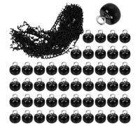 Swpeet Kit de 50 botones de perlas de media cúpula con ribete trenzado negro de 20 yardas con lazo elástico para múltiples ocasiones