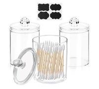 Swpeet Kit de 7 piezas, dispensador de 3 paquetes de sujetadores de bolas de algodón, hisopo de algodón, almohadilla redonda de algodón, kit de lata de farmacéutico de plástico transparente