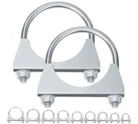 Swpeet Kit de abrazaderas U para tubo de escape galvanizadas 2 piezas, 2-3/4/70mm, abrazaderas universales de alta resistencia para tubos de escape, ideal para conexiones de tubos de punta