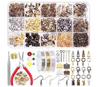 Swpeet Kit de fabricación de joyas de 1617 piezas con herramientas para hacer joyas, 40 estilos de accesorios para joyería, perlas y charms de 6 colores, con pinzas para joyería, alambres para joyería