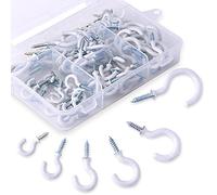 Swpeet - Kit de ganchos para tazas de 6 tamaños, 100 unidades, color negro, con revestimiento de vinilo, ganchos para tazas de techo, ganchos para el hogar, 5/8.3/4.7/8.1'', 1-1/4