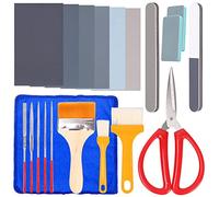 Swpeet Kit de pulido de resina de 26 piezas, grano 6 320# 800# 1500# 2500# 5000# 7000#, papeles de lija de 5 tamaños, bloques de pulido, tijeras, paño de pulido, cepillo de limpieza de madera para