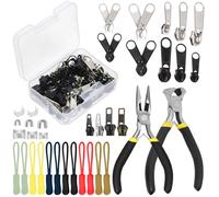 Swpeet Kit de reparación de cremallera de 144 piezas con herramientas de instalación de cremallera para bolsas