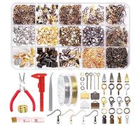 Swpeet Kit de suministros de fabricación de 1468 piezas con herramientas, cables y alicates de 2 colores, 40 estilos, pinza de plástico, anillo dedal, pinzas de punzón, tijeras