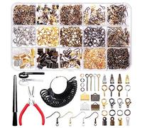 Swpeet kit de suministros para hacer joyas - 1466 piezas con 40 estilos de accesorios, alicates, medidor de anillos, argollas abiertas para hacer collares