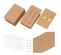 Swpeet Kit de Surtido de Tarjetas de Exhibición de Pendientes, 100 Unidades de 3.5 x 2.4 Pulgadas en Piel de Vacuno Con Silicona y Bolsas