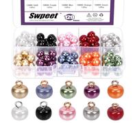 Swpeet Kit surtido de 120 botones de media perla de 10 mm, 10 colores, botones decorativos de perlas de imitación con vástago, botones de costura de media bola, botones de perlas abovedadas para ropa