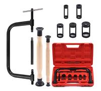 Swpeet Kit surtido de 13 herramientas de compresor de resorte de válvula negra, incluye 5 adaptadores de empuje, tornillos de extensión, juego de solapa de válvula y barra de compresión para