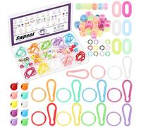 Swpeet Kit surtido de 140 accesorios de joyería de colores mixtos, incluyendo gancho de resorte, anillo de carpeta, cuentas de cubo del alfabeto, anillo de enlace, cascabel y anillos abiertos para