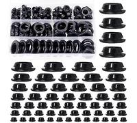 Swpeet Kit surtido de 140 ojales de goma negra, 8 tamaños de junta de anillo, tapones redondos de una sola cara para cortafuegos aproximadamente 2/13, 1/5, 5/16, 3/8, 1/2, 3/4, 13/16 y 1 pulgada,