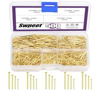 Swpeet Kit surtido de 500 clavos de 4 tamaños, clavos galvanizados dorados, clavos pequeños, clavos de alfiler, clavos de acabado, clavos para colgar, clavos de pared para colgar cuadros