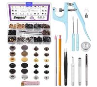 Swpeet Leather Snap Fasteners Kit 90 sets de cierres de cuero de 12,5 mm y pinzas de presión, juego de herramientas de instalación con 4 herramientas de fijación, cierres de piel