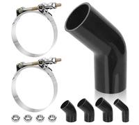 Swpeet Manguera de silicona reforzada de 4 capas con codo de 45 grados de 2.5 pulgadas a 63 mm con abrazadera de manguera de perno en T de 72-80 mm y kit de tuerca hexagonal de 6 mm, manguera de