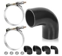 Swpeet Manguera de silicona reforzada de 4 capas con codo de 90 grados de 2.5 pulgadas a 63 mm con abrazadera de manguera de perno en T de 72-80 mm y kit de tuerca hexagonal de 6 mm, manguera de
