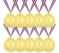 Swpeet Medallas de metal dorado y bronce con cinta, medallas de ganador de estilo olímpico para eventos infantiles, aulas, juegos de oficina y deportes - 1er 2º tercer lugar (medalla de oro-10 piezas)