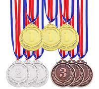 Swpeet Metal Gold Silver Bronze Award Medals with Ribbon, Olympic Style Winner Medals for Kids Children's Events, Classrooms, Office Games and Sports - 1st 2nd 3rd Place