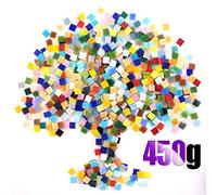 Swpeet,Mosaico triangular de 1 libra de azulejos de mosaico de colores mixtos con recipiente organizador, perfecto para la decoración del hogar, suministros de manualidades