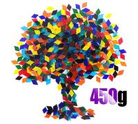 Swpeet,Mosaico triangular de 1 libra de azulejos de mosaico de colores mixtos con recipiente organizador, perfecto para la decoración del hogar, suministros de manualidades