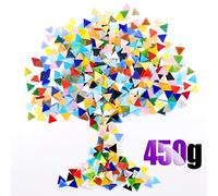 Swpeet,Mosaico triangular de 1 libra de azulejos de mosaico de colores mixtos con recipiente organizador, perfecto para la decoración del hogar, suministros de manualidades