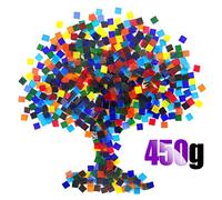 Swpeet,Mosaico triangular de 1 libra de azulejos de mosaico de colores mixtos con recipiente organizador, perfecto para la decoración del hogar, suministros de manualidades