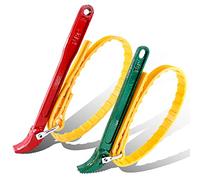 Swpeet Paquete de 2 llaves multiusos ajustables para correa de cinturón de 300 mm y 200 mm, mango de acero, llave de apertura de filtro de correa ajustable para abrir filtro, tubería y estaño, rojo y
