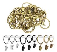 Swpeet Paquete de 40 anillos de cortina de bronce con clips, ganchos de clip de cortina, clips para colgar lazos, anillos de cortinas para colgar cortinas, lazos, anillo de 3,5 cm de diámetro