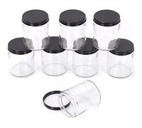 Swpeet Paquete de 8 tarros de vidrio transparente de 240 ml con tapa negra, kit surtido de recipientes redondos, tarros de vidrio cosméticos con tapas, viaje, recipientes para crema