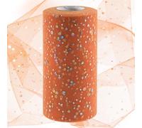 Swpeet Rollo de tul con lentejuelas naranja de 15,2 cm x 45,2 m, carrete de poliéster para manualidades, fiesta de cumpleaños y decoraciones de boda