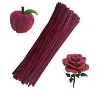 Swpohrat Juego de 100 piezas de limpiador de tuberías rojo vino, limpiadores de tuberías de felpilla gruesa y mullida para proyectos de manualidades y decoraciones