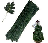 Swpohrat Juego de 100 piezas de limpiador de tuberías verde pino, limpiadores de tuberías de felpilla gruesa y mullida para proyectos de manualidades y decoraciones