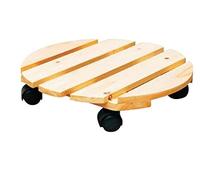 SWR Carrito Madera para Plantas, Carrito Soporte Maceta Resistente, Rodillo Redondo para Plantas con 4 Ruedas Giratorias, Carrito para Exterior/Interior 24 Ancho x 24 Largo X 7 Altura CM