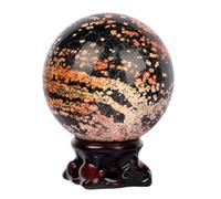 SWRVVMJDTN Black and Red Leopard Print Crystal Sphere Crystal Ball with Decoative Stand for, Home Office Decoration, Gift,65~70mm