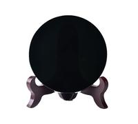 SWRVVMJDTN Black Obsidian Scrying Mirror with Stand, Obsidian Circle Disc Decor Fortune Telling Tools for Divination, Feng Shui,20cm