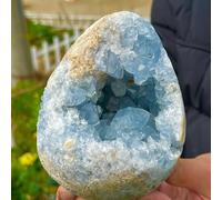 SWRVVMJDTN Stone Rough Blue Celestite Geode Raw Quartz Crystal Cluster Specimens(350-400g)