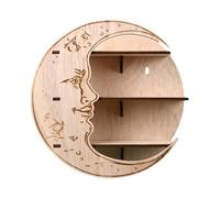 Swtgaah Estantería flotante de madera mística con diseño de luna con grabado de fases de la luna, para cristales, diseño esotérico, 25,4 x 25,4 cm (estilo 1)