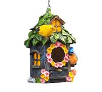 Swtgaah Pajarera para exteriores, decoración de jardín de patio, guirnalda, pajarera, decoración de pared, nido de pájaros, imitación de resina, madera maciza (guirnalda de pajareros)