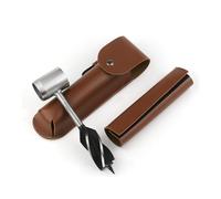 Swtgaah Taladro manual para madera - Broca robusta para madera de acero cromo vanadio - con funda de piel marrón, para construcción de muebles, exterior y camping (marrón)