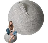 SWTKO Cubierta Protectora para Sillas de Pelota de Ejercicio Funda de Bola de Embarazo y Bola de Equilibrio para Oficina y Hogar con Cómodas Asas de Transporte y Bomba,Gris,75CM
