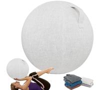 SWTKO Funda de Tela para Silla de Pelota de Ejercicio Funda Protectora para Silla de Pelota de Yoga Pilates Funda para Bola de Embarazo y Bola de Equilibrio con Asas,Blanco,55CM