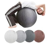 SWTKO Funda para Pelota de Ejercicio Cubierta Protectora para Silla de Oficina con Pelota de Yoga Funda para Bola de Embarazo y Bola de Equilibrio con Cómodas Asas y Bomba,Gris,75CM