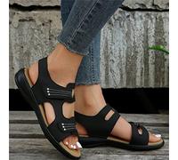 SWTKO Sandalias Deportivas Planas para Mujer Cómodas Sandalias de Cuña para Caminar Sandalias Antideslizantes con Punta Abierta para Exteriores de Verano Zapatos de Playa,Negro,US11/EU42