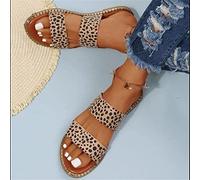 SWTKO Sandalias Planas para Mujer Zapatos Casuales Pantuflas con Estampado de Leopardo Mules con Punta Abierta de Verano Zapatos Cómodos de Vestir,Leopardo,US6/EU37
