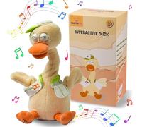 SWTOIPIG Juguete de pato parlante que imita imágenes de peluche e interactivo, que repite lo que dices, peluches sacudiendo el cuello, muñeca parlante