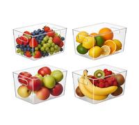SWTOIPIG Pack de 4 organizadores transparentes para frigorífico con asas, recipientes apilables para cocina, despensa, frigorífico