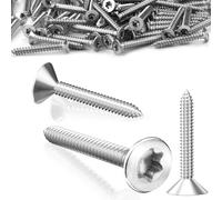 SWTYExt 120 Piezas Tornillos Autoperforantes M4x25 mm Tornillos de Cabeza Plana Tornillos Torx 304 Acero Inoxidable Tornillos Autorroscantes para Fijación de Maquinaria Madera Bricolaje