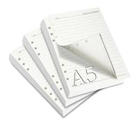 SWTYExt 3 Paquetes Hojas A5 180 6 Agujeros Recambio para Agenda Filofax, Papel Recargable, Archivador y Carpeta (Marfil)