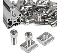 SWTYExt 50 Piezas Carbono Tuerca de Ranura Set 25 Piezas Tuerca en T M8 Deslizante Tuerca y 25 Piezas Tornillos European Standard Tuercas Deslizantes para Accesorios de Perfil de Aluminio Perfiles