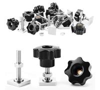 SWTYExt 6 Juegos T-Slot Adaptador con Tuercas en T M6x35mm Tuercas de Estrella M6 Tuercas Arandelas Compatible Acero Inoxidable para Fijación Portaequipajes Riel Portabicicletas