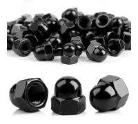 SWTYExt 60 Piezas Tuercas Bellota M6 Tuercas Ciegas Hexagonales DIN 1587 Tapas de Tuerca de Cúpula Negro Aleación Tuerca Sombrerete Alta para Tornillos de Bicicleta Varillas Roscadas
